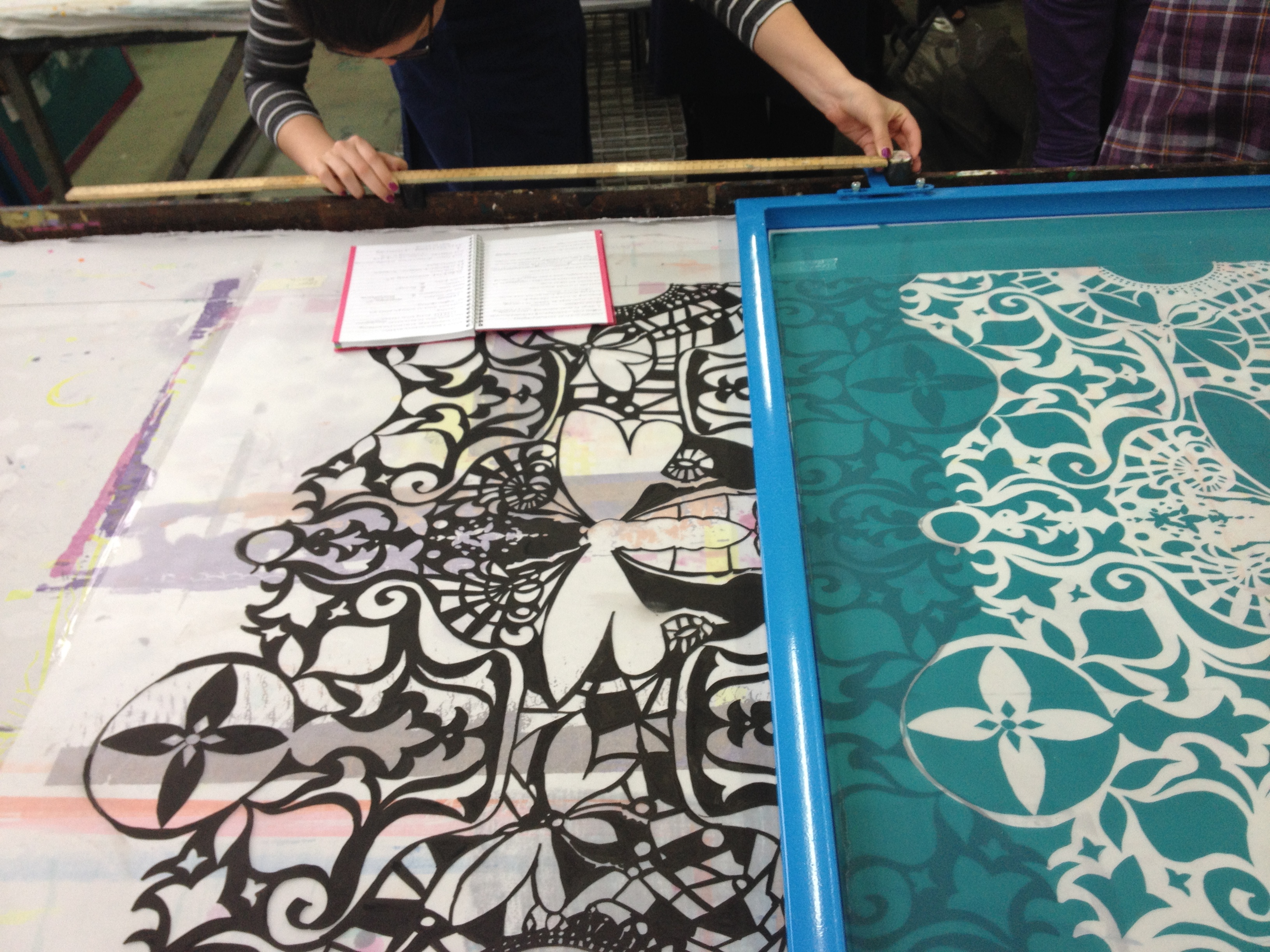 Screen printing our pattern repeat